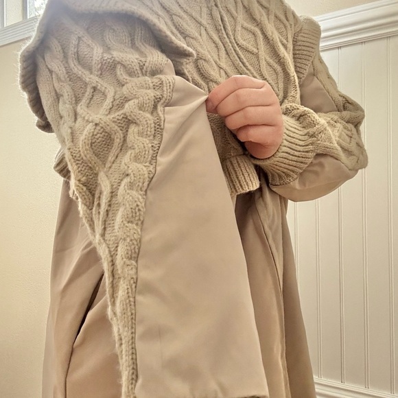 Elegant Beige Cable Knit Cardigan - Picture 9 of 13